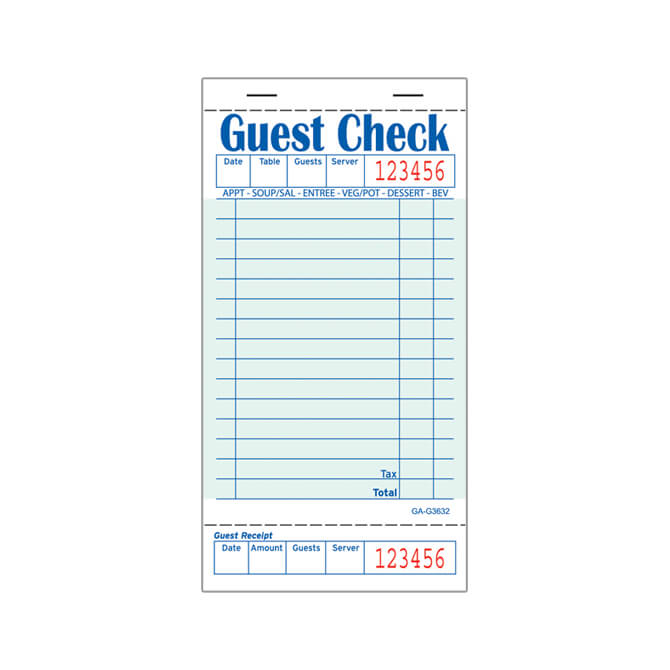GUEST CHECK SINGLE 2500C G3632